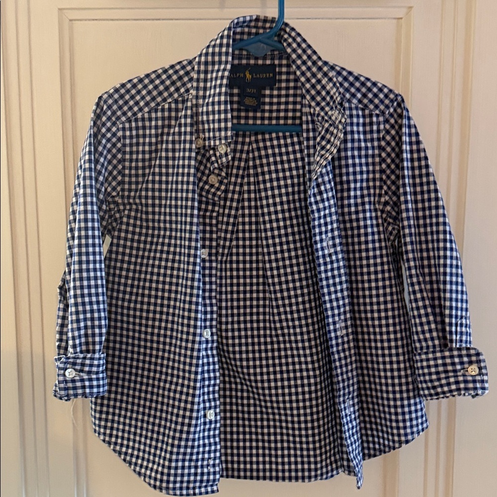 Ralph Lauren Navy and White Gingham Shirt